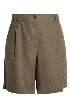 Eileen Fisher Organic Linen Walking Shorts in Walnut at Nordstrom, Size 1X