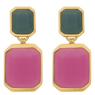 Saint Laurent Metal and Resin Octagon Earrings
