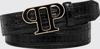 Philipp Plein Cintura in pelle di vitello stampa cocco con fibbia monogram