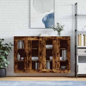 vidaXL Vidaxl - Armarios De Pared 2 Uds Madera De Ingenier&iacute;a Roble Ahumado