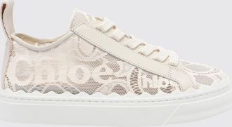 Chlo&eacute; Sneakers Lauren in pizzo e pelle con suola platform e logo