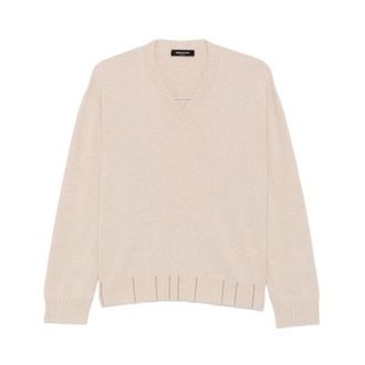 Fabiana Filippi Mad 216F015 V-neck Trui - Dames - V-hals truien - Beige - S - Nylon - Truien & Vesten