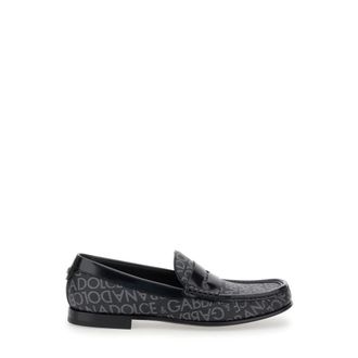 Dolce & Gabbana Zwarte platte schoenen City Blanco Loafer - Heren - Loafers - Zwart - 44 EU - Katoen - Schoenen