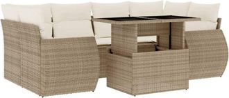 vidaXL Vidaxl - Set Sof&aacute;s De Jard&iacute;n 7 Piezas Y Cojines Rat&aacute;n Sint&eacute;tico Beige