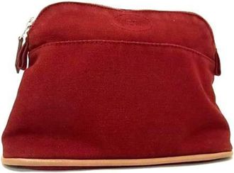 Herm&egrave;s Bordeaux Cotton Pouch (Pre-Owned)