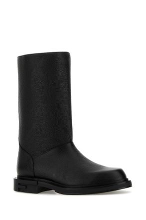 Fendi Mens Black Leather Frame Boots Nero Stivali