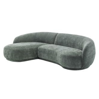 Oviala Sof&aacute; esquinero izquierdo de 3 plazas con chaise longue, verde