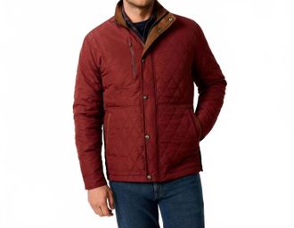 Johnnie-O Juno Quilted Snap Jacket In Dark Maroon