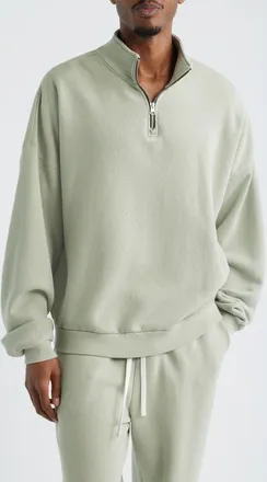 Elwood Organic Cotton Quarter Zip Pullover in Sage at Nordstrom, Size Xx-Large