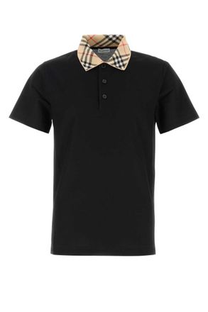 Burberry Black Shirt Collar Polos
