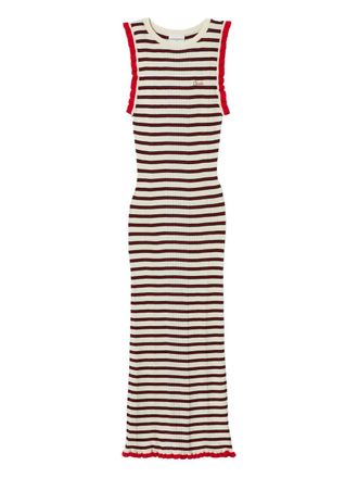 Claudie Pierlot striped ruffled midi dress - Beige