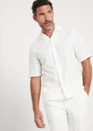 Brunello Cucinelli White Cotton Shortsleeve Mens Shirt