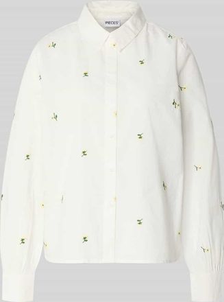 Pieces Relaxed Fit Hemdbluse aus reiner Baumwolle Modell GENEVA in Weiss, Gr&ouml;&szlig;e XL