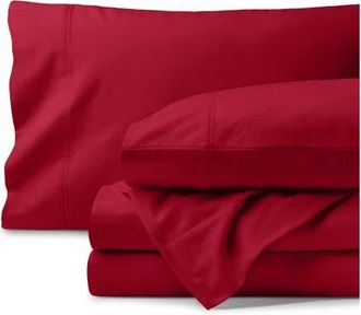 Bare Home 100% Organic Cotton Flannel Sheet Set in Red at Nordstrom, Size Twin X-Long