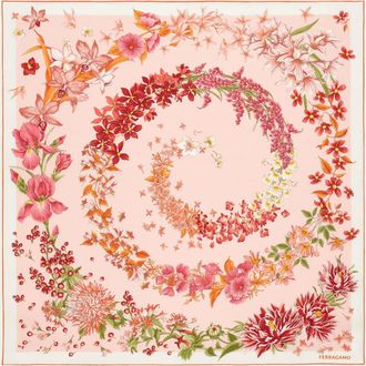 Ferragamo Women Spring print silk scarf Orange