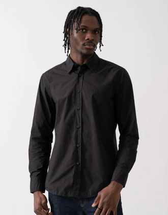 HUGO BOSS Mens BOSS Orange Relegant 6 Mens Regular-Fit Shirt in Cotton Poplin with Kent Collar - Black 001 - Size: 40/Regular