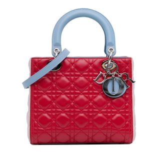 Dior Pre-owned Dior Medium Tricolor Lambskin Cannage Lady Dior 12-BO-0124