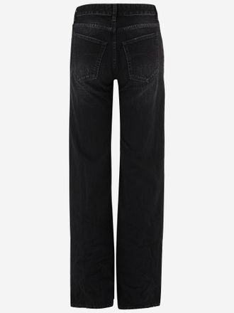 Balenciaga Womens Wide-Leg Cotton Denim Trousers Black
