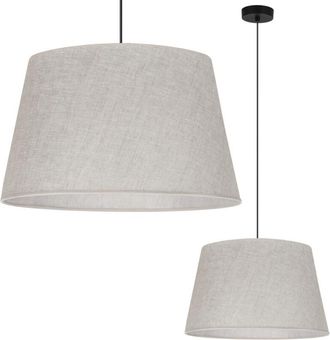 OEM L&aacute;mpara Colgante, Cono De Lino, Negro, 1 Plana, Pantalla Beige Claro, L01 44cm