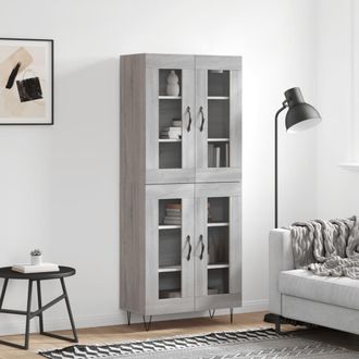 vidaXL Aparador Alto Madera Contrachapada Gris Sonoma 69,5x34x180 Cm Vidaxl