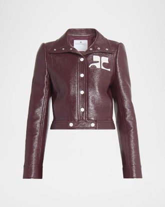 Courr&egrave;ges Textured Vinyl Crop Jacket