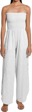 Peixoto Harriet Smoked Bodice Jumpsuit In White Canvas