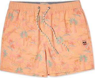 Party Pants Whatha Flock Party Starter 5-Inch Swim Trunks in Coral at Nordstrom, Size Xx-Large
