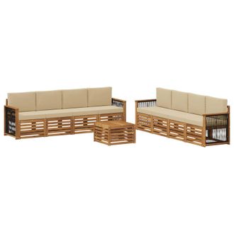 vidaXL Conjunto De Sof&aacute;s De Exterior 9 Uds. Natural Y Beige Vidaxl