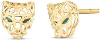 Tresorra 14K Yellow Gold Panther Earrings