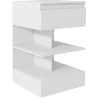 HOMCOM Homcom - Mesita De Noche Mesa Auxiliar Con Caj&oacute;n Y 2 Estantes Abiertas Para Dormitorio Sal&oacute;n Cama Oficina Estilo Moderno 39x39x65 Cm Blanco