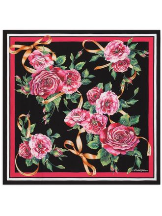 Dolce & Gabbana floral-print foulard - women - Silk - One Size - Black