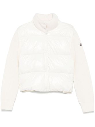 Moncler knitted-panels jacket - women - Polyamide/Virgin Wool/Polyamide/Goose Down/Goose Feather - L - White
