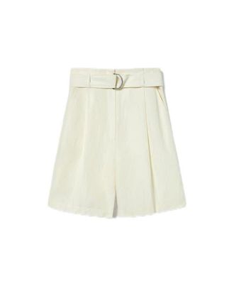 LilySilk Womens Chic Silk-Linen Blend Bermuda Shorts in White at Nordstrom, Size 10