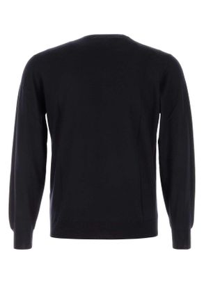 Fedeli Mens Midnight Blue Wool Sweater 6 Exterior: Virgin Maglieria