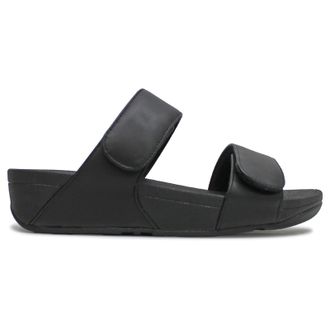 FitFlop Lulu Adjustable Leather Womens Comfort Sandals - All Black - Size:UK 6.5