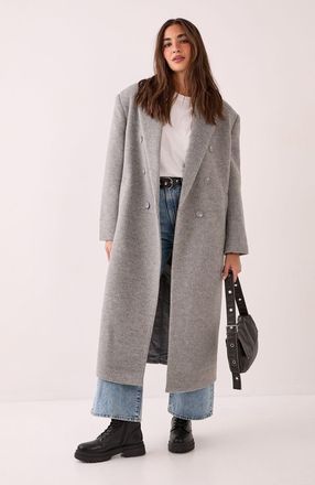 NASTY GAL Womens Double Breasted Smart Coat - Light Grey - Size 14 UK