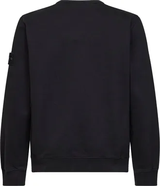 Stone Island Mens Crewneck Sweatshirt Organic Cotton Black Sweatshirts Sweater
