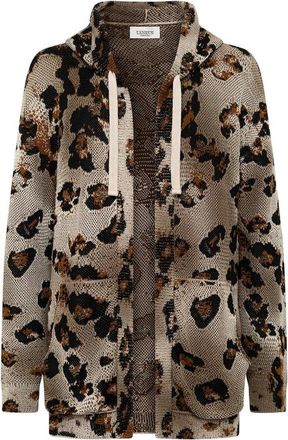 Laneus Leopard-print Hooded Cardigan