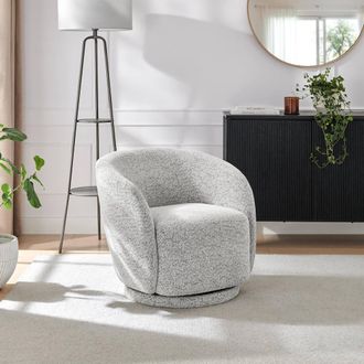 Furniturebox Romilly Fabric Swivel Accent Tub Chair in Grey