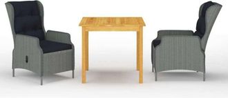vidaXL Juego De Comedor Para Jard&iacute;n 3 Piezas Gris Claro Vidaxl