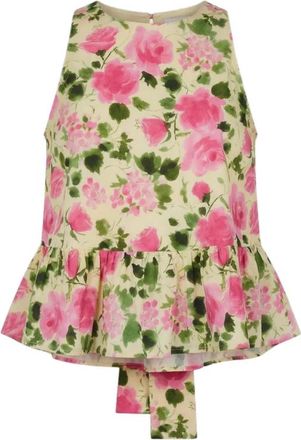 Liu Jo Top met bloemenprint - Dames - Tops zonder mouwen - Veelkleurig - XS - Katoen - Tops