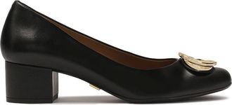 Kazar Lage leren pumps met metalen versiering - Dames - Pumps - Zwart - 38 EU - Leer - Schoenen
