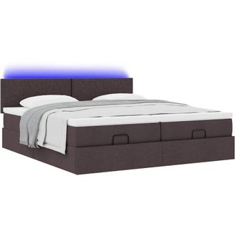 vidaXL Estructura Cama Otomana Colchones Tela Marr&oacute;n Oscuro 180x200cm Vidaxl