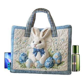 Generic Easter Canvas Bag - Cute Tote Handbag, Large Capacity with Sturdy Handles, Egg Hunting with Festive Design, Reusable Carry Bag, Party Accessory for Gi