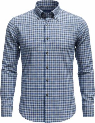 David Donahue Mens Long Sleeve Dress Shirt In Lightly Brushed Melange Navy