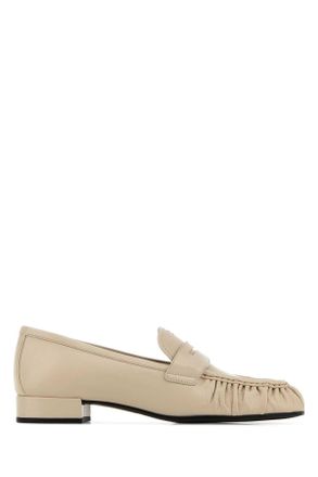Prada Ivory Leather Loafers