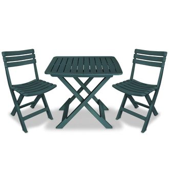 Berkfield Home 3 Piece Folding Bistro Set Plastic Green