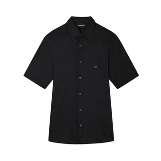 Emporio Armani Short Sleeve Shirts, male, Black, Size: 2XL Short Sleeve Shirt