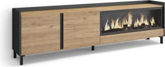 Skraut Home Skraut Home - Mueble Tv, Televisi&oacute;n, Muebles De Sal&oacute;n, Almacenaje, 212x35x61cm, Para Tv Hasta 80, Chimenea El&eacute;ctrica Xxl, Dise&ntilde;o Industrial, Estilo Mo