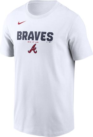 Nike Atlanta Braves Bold Team Name Nike Mens MLB T-Shirt in White | N19910AAW-D31